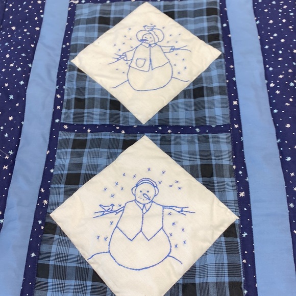 COPY - EMBROIDERED AND QUILTED SNOWMAN WALL HANGING - Picture 2 of 5